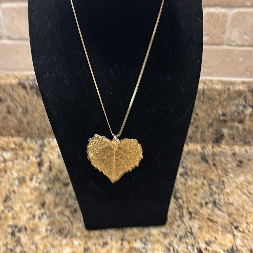 Gold Dipped Real Leaf Pendant With 2 Gold Plated … - image 6